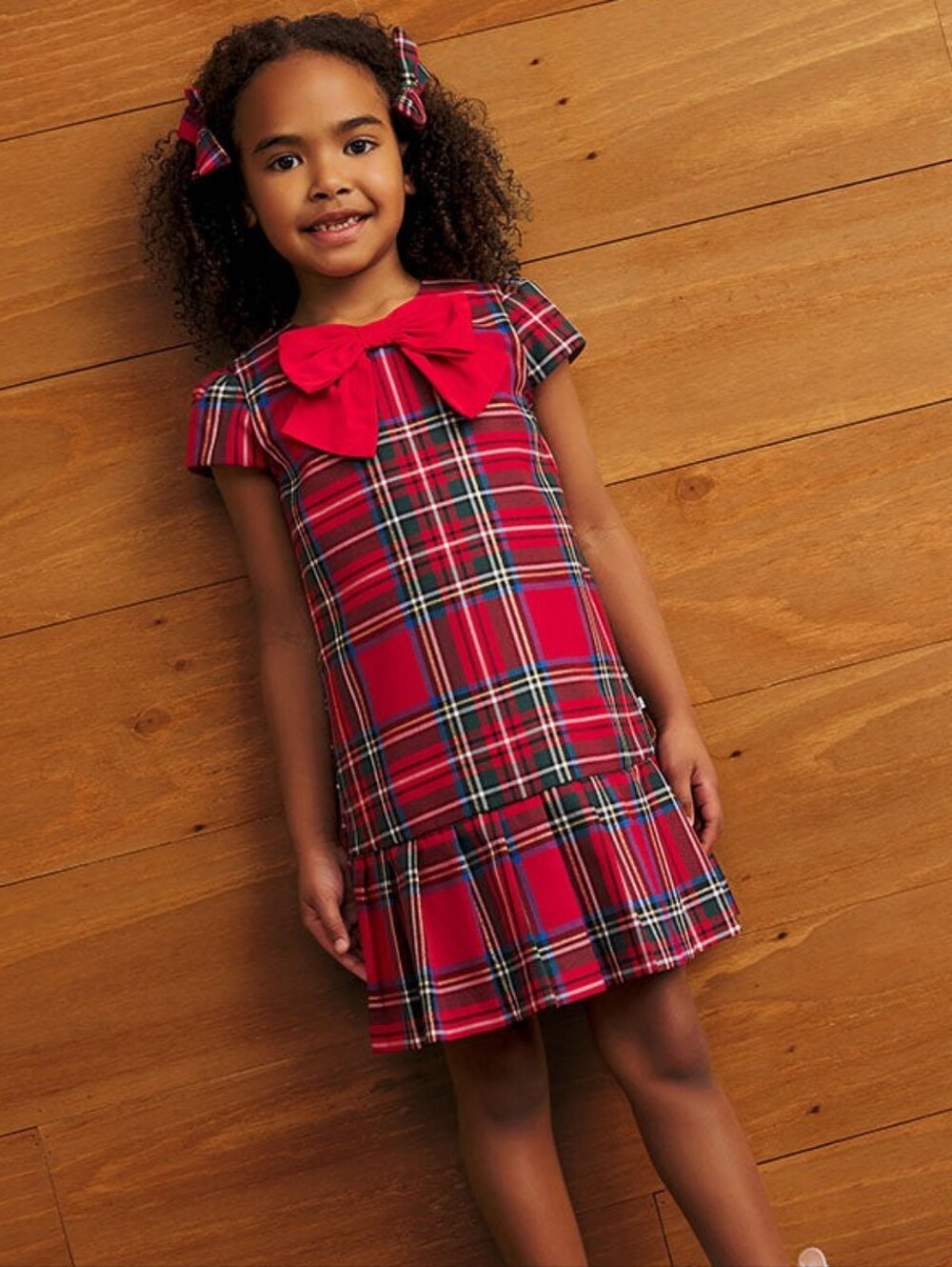 Posh Peanut Red Plaid Pleated Dress